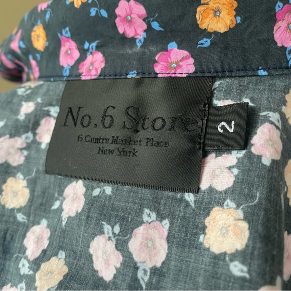 No. 6 Store floral puff sleeve button down shirt - Picture 3 of 6